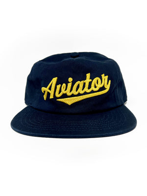 Navy aviator painters cap with gold script.