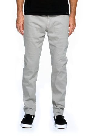 Front view of Aviator's vintage slim straight men's travel jeans in steel.