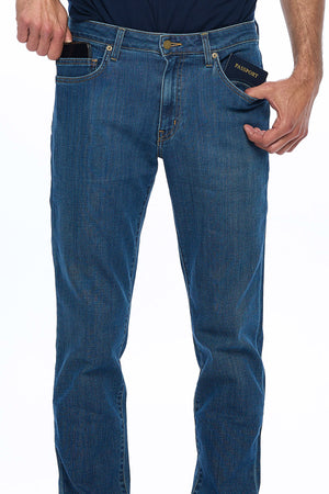 Aviator men's vintage indigo travel jeans