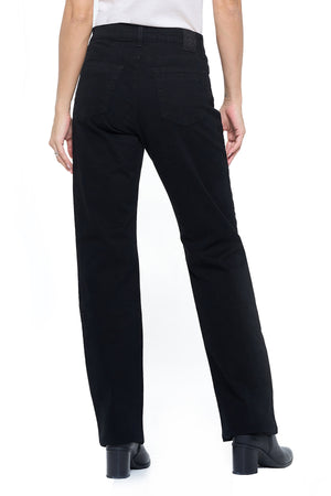 Back view of Aviator black travel pants in a relaxed style