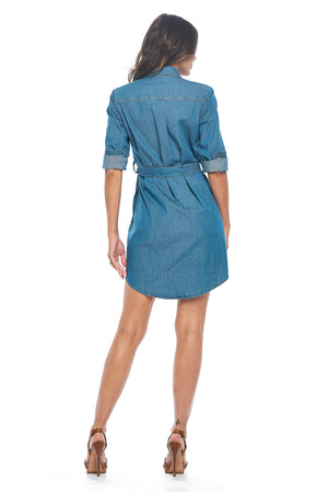 Back view of the chambray travel dress by Aviator