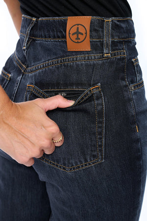 Hidden zipper back pocket for pickpocket proof pants