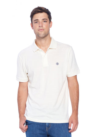 Merino wool polo shirt men's in white by Aviator