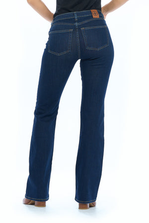 Back view of the bootcut Aviator travel jeans.