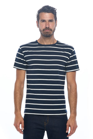 Men's Breton Stripe Merino Wool T-Shirt for travel.