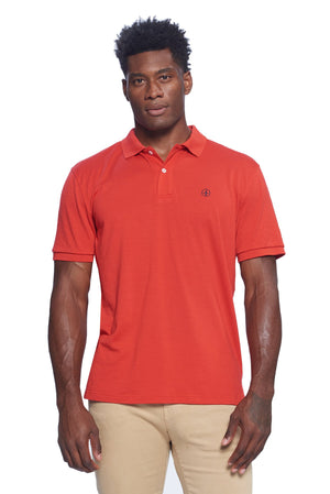Merino wool polo shirt men's in red by Aviator