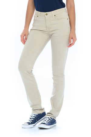 Side profile view of model posing wearing Aviator fly straight sand travel pants for women.