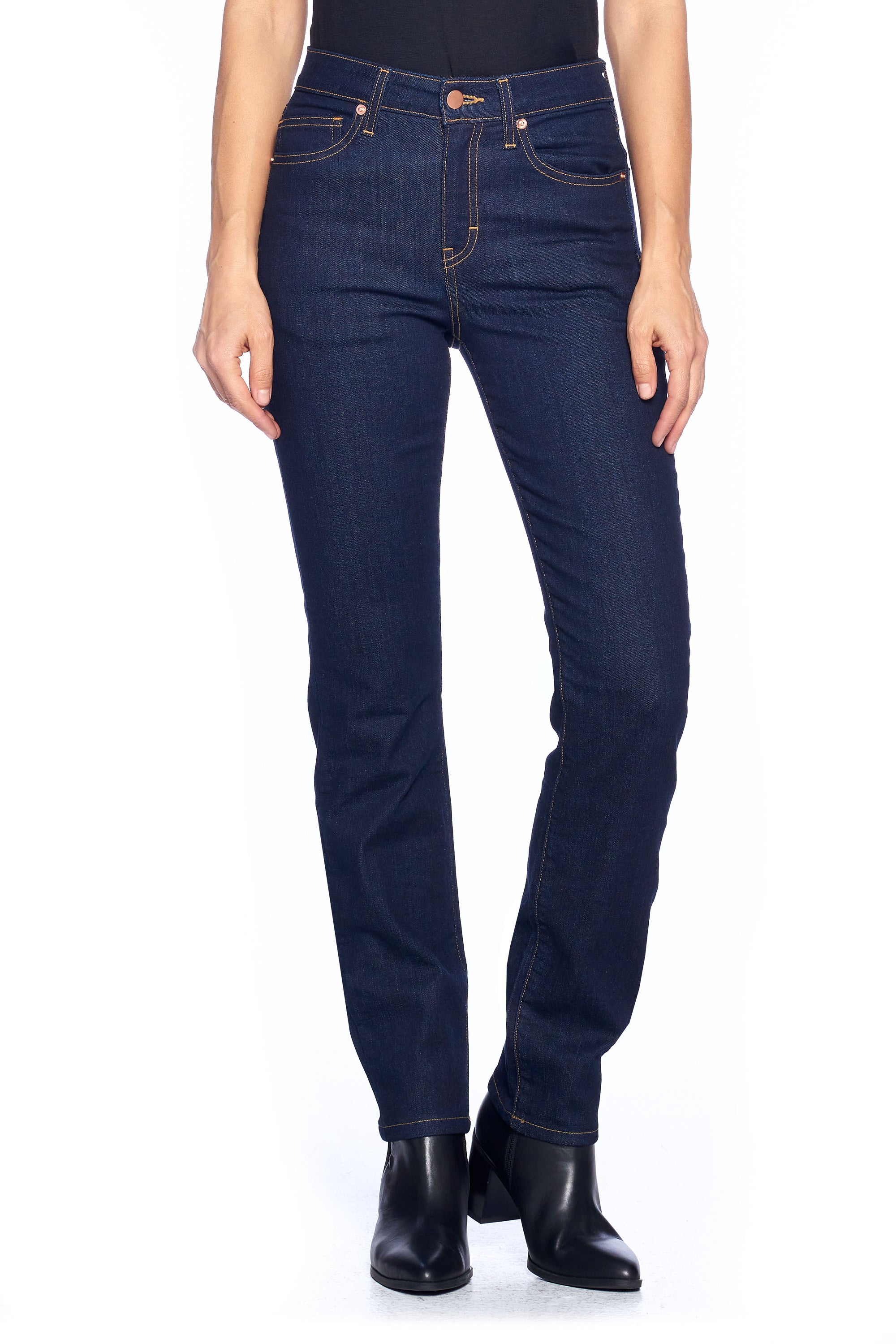 Aviator women's travel jeans in slim straight dark indigo