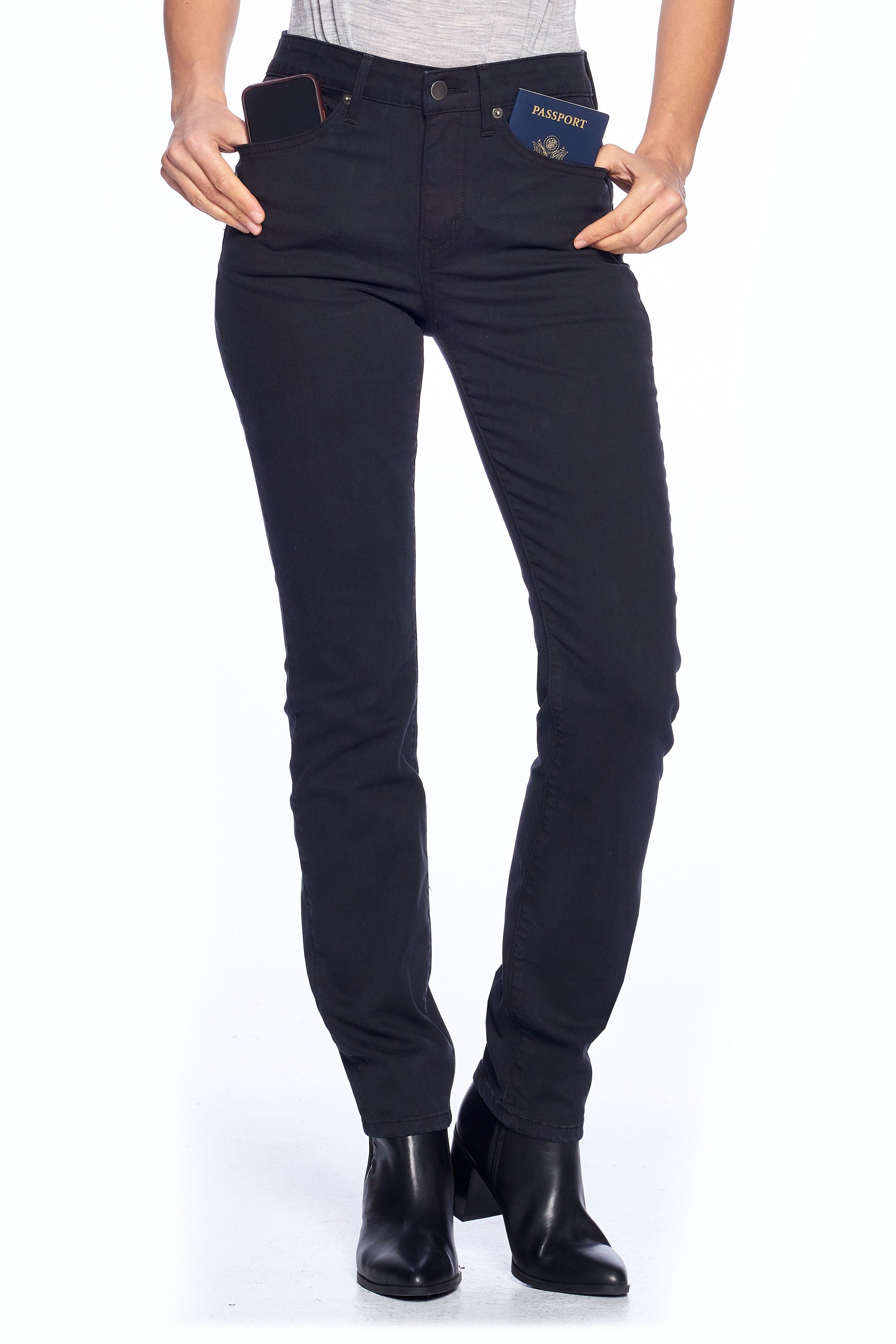 Vintage black slim straight travel jeans by Aviator