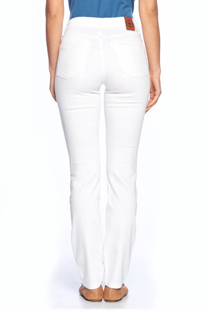 A back angle of the white travel pants by Aviator