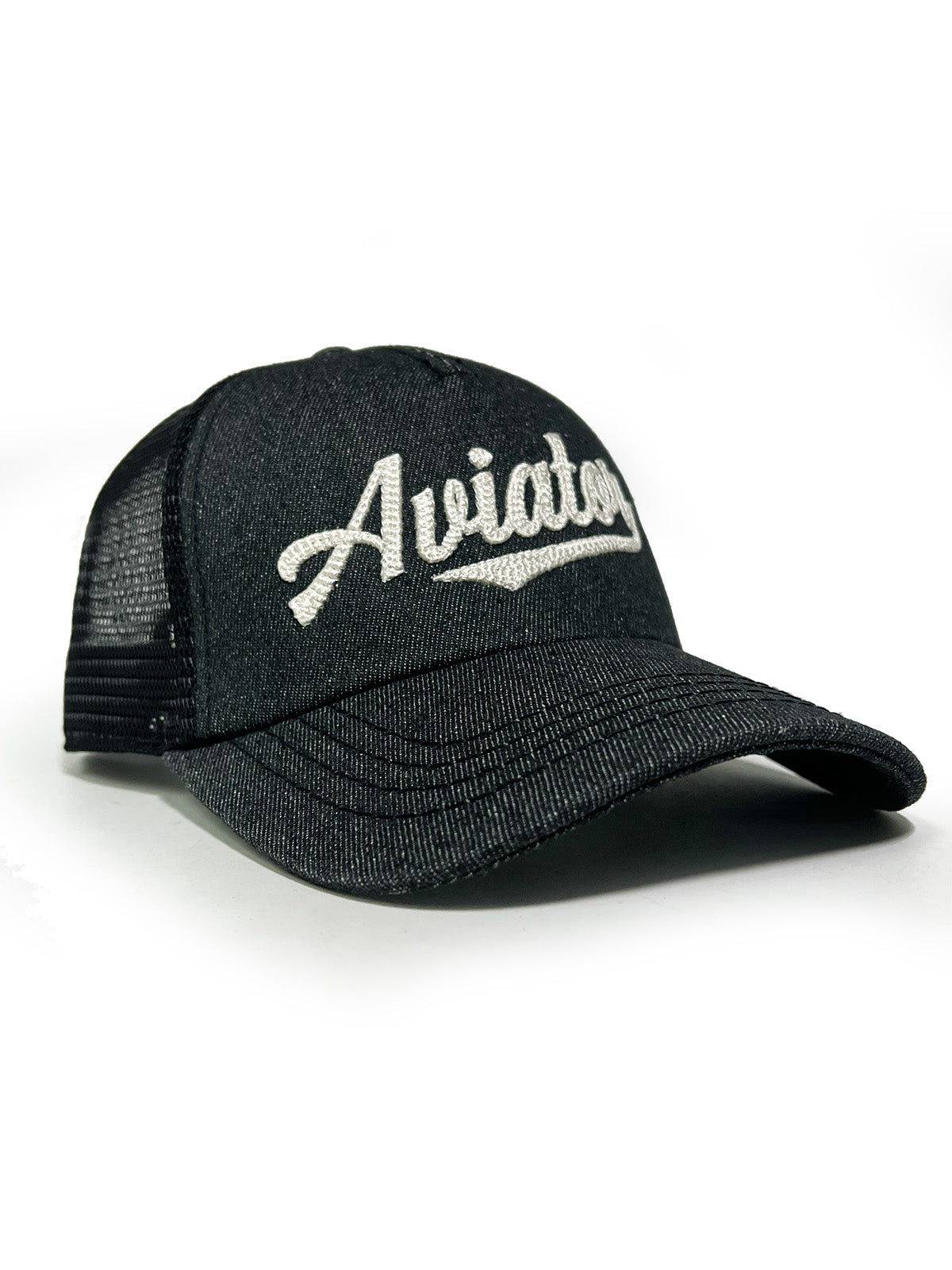 Black Denim Trucker With Script Logo