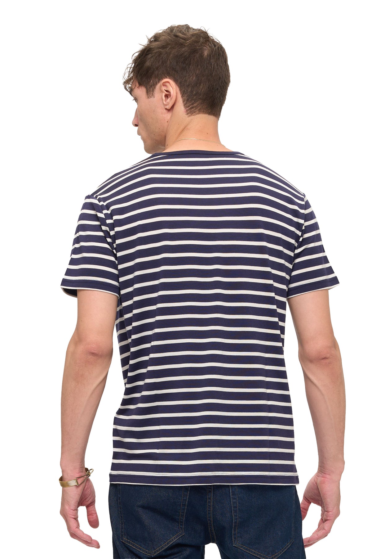 Merino Wool Travel-T | Men | Breton Stripe