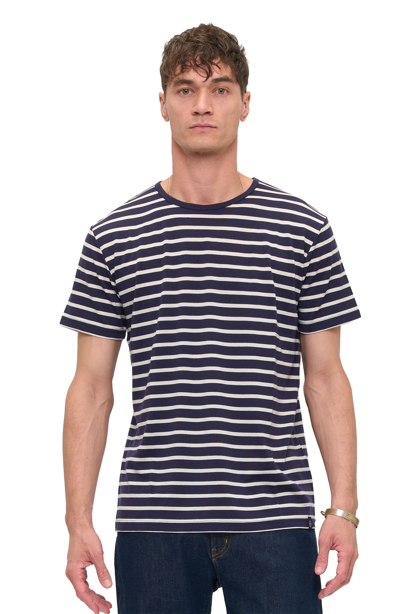Merino Wool Travel-T | Men | Breton Stripe