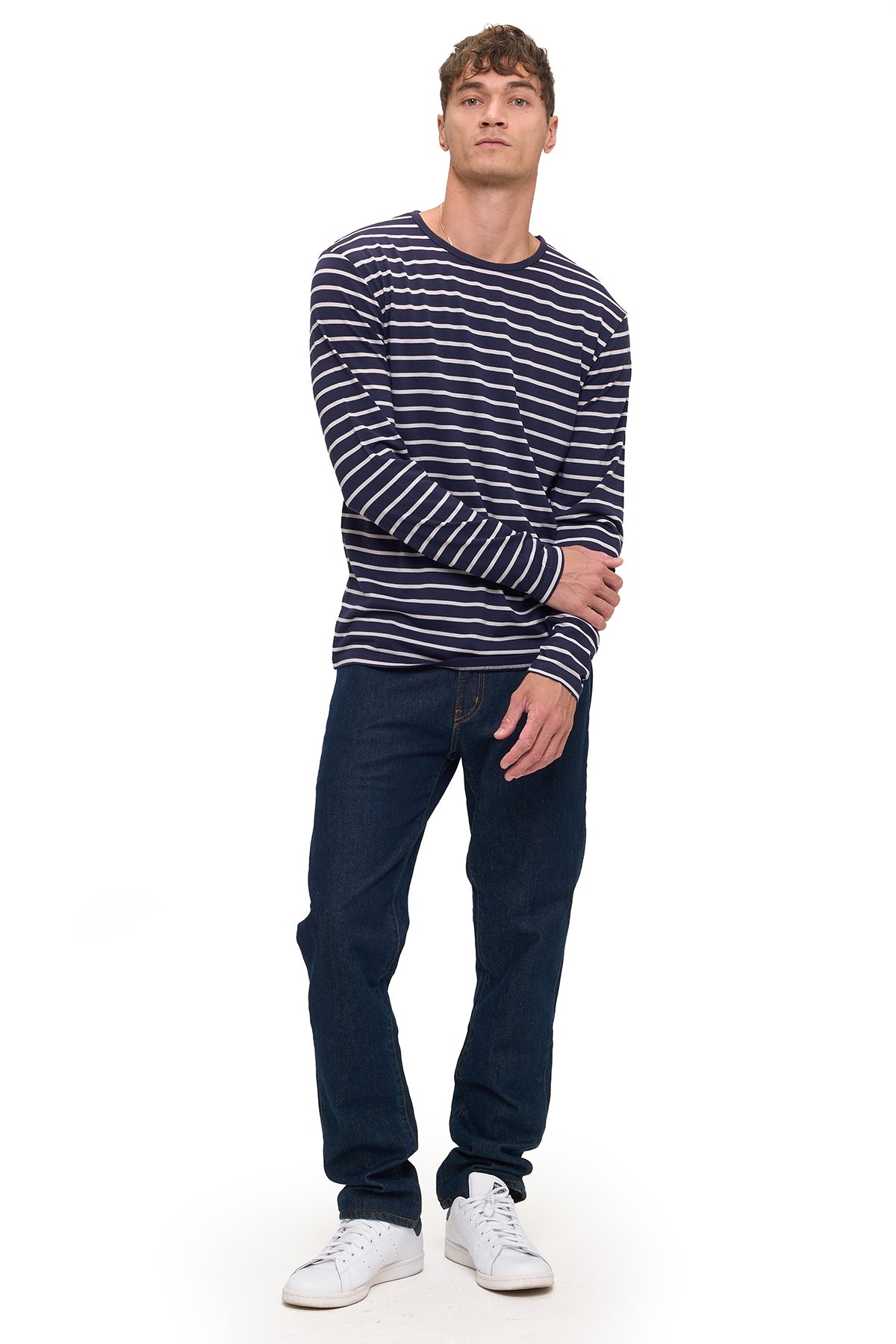 Merino Wool Long Sleeve T | Men | Breton Stripe
