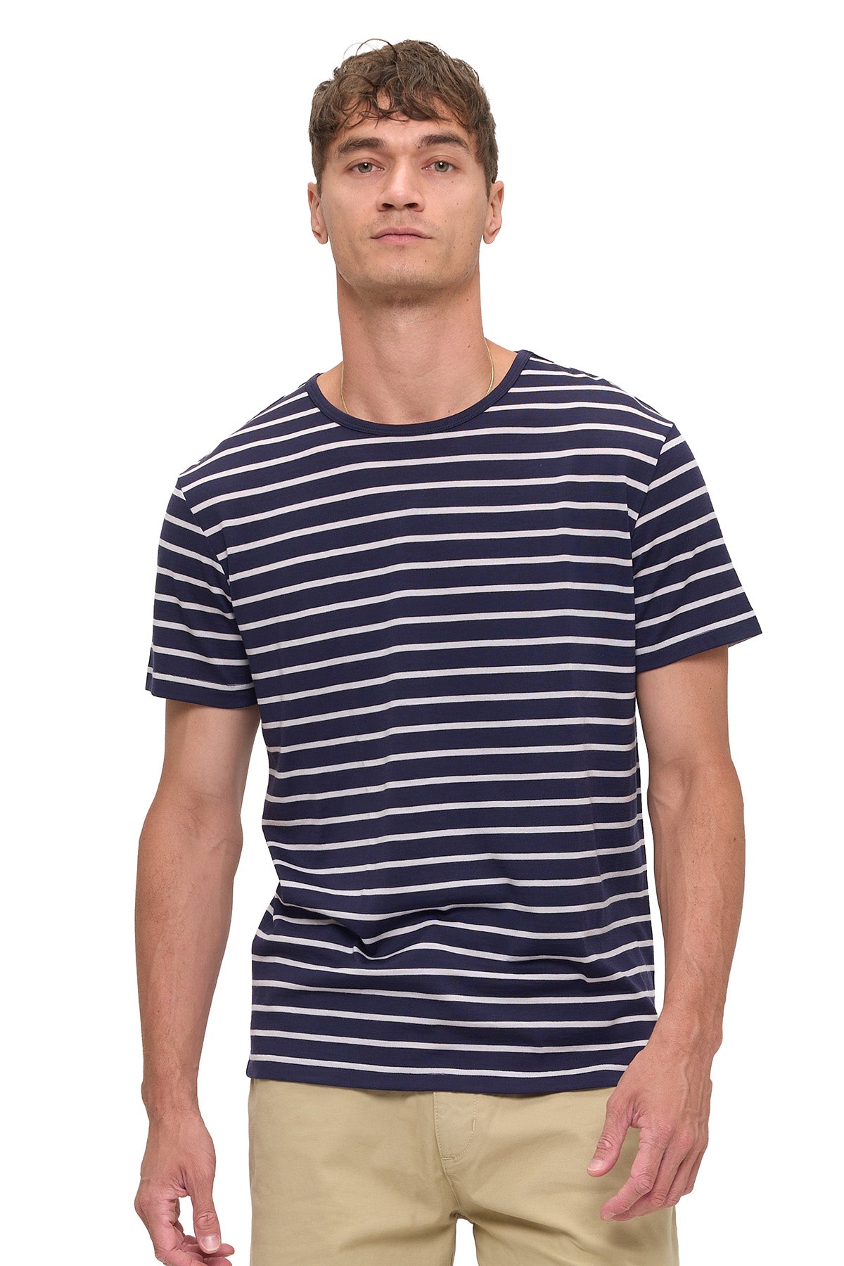 Merino Wool Travel-T | Men | Breton Stripe