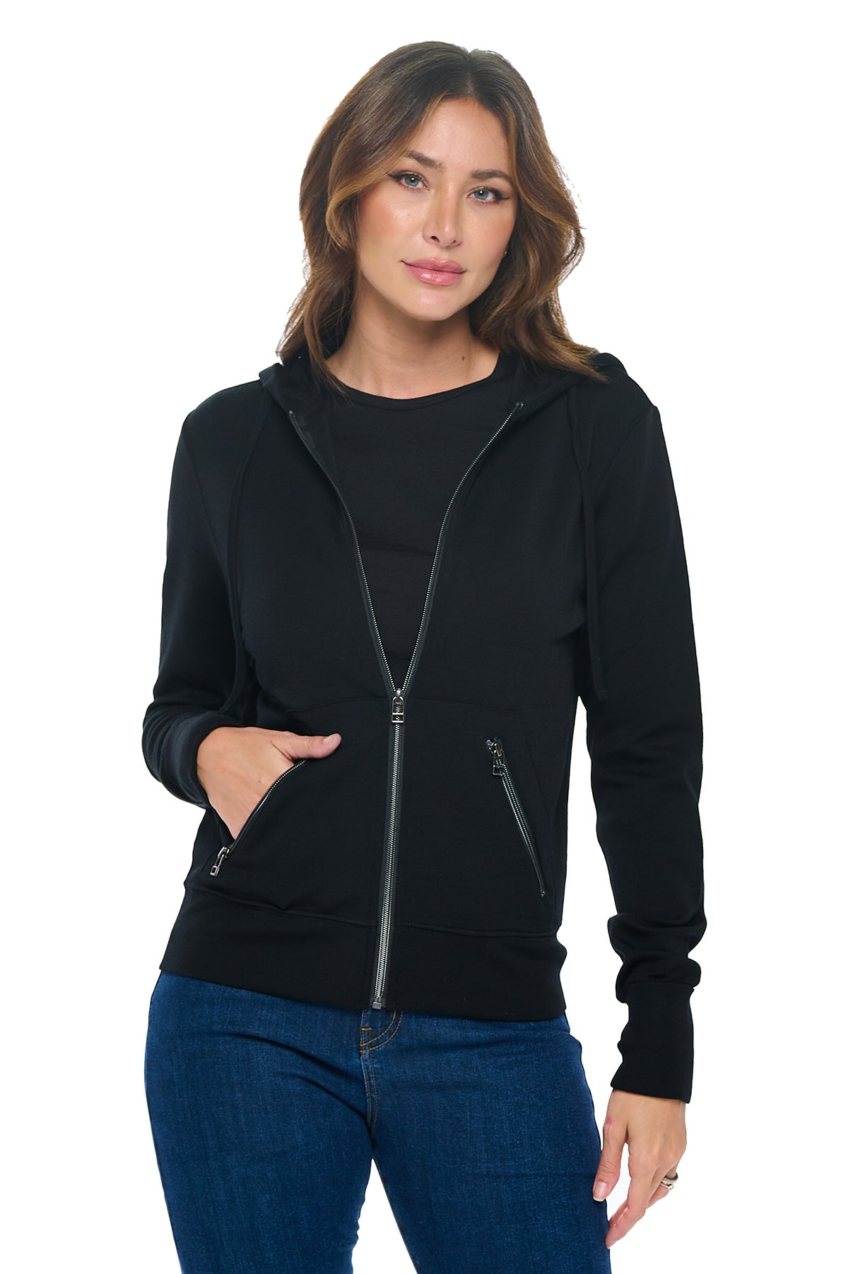 Merino wool hoodie for women in black color