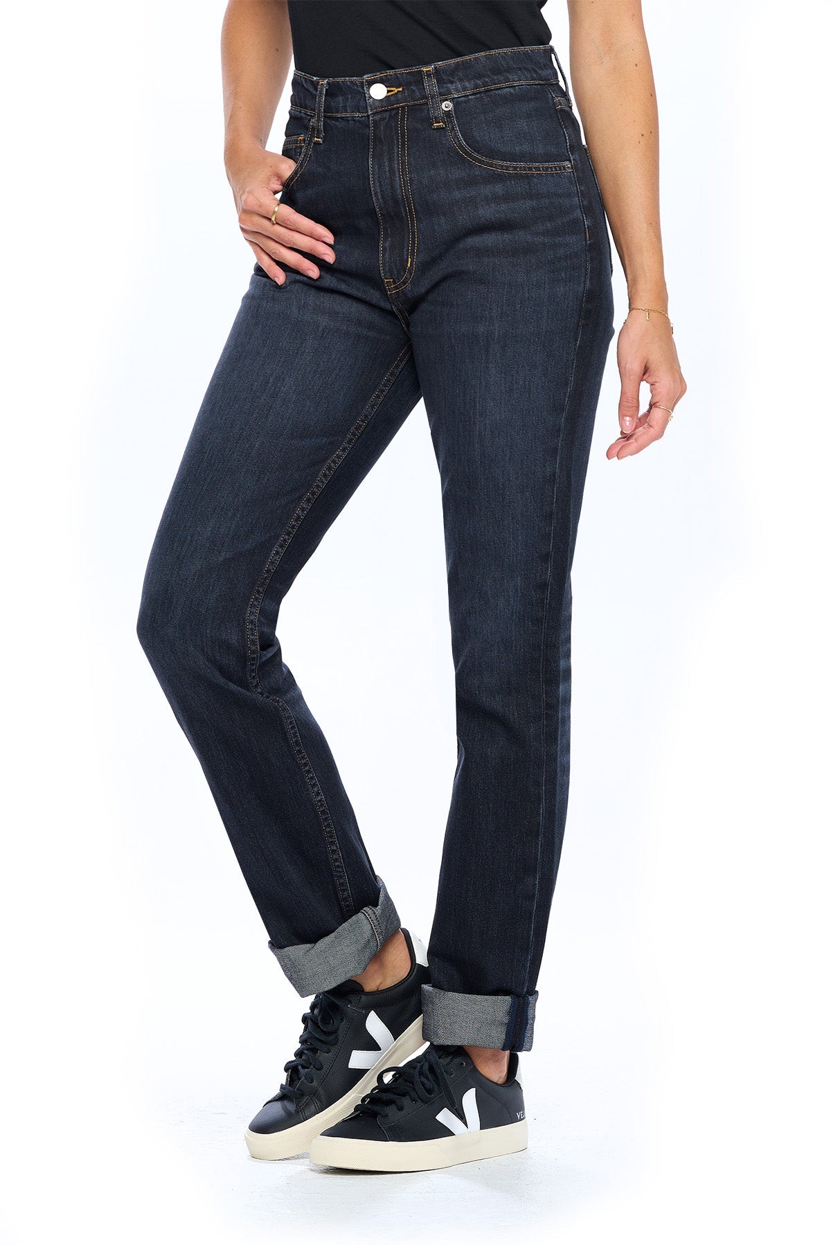 Women's travel jeans in midnight indigo by Aviator