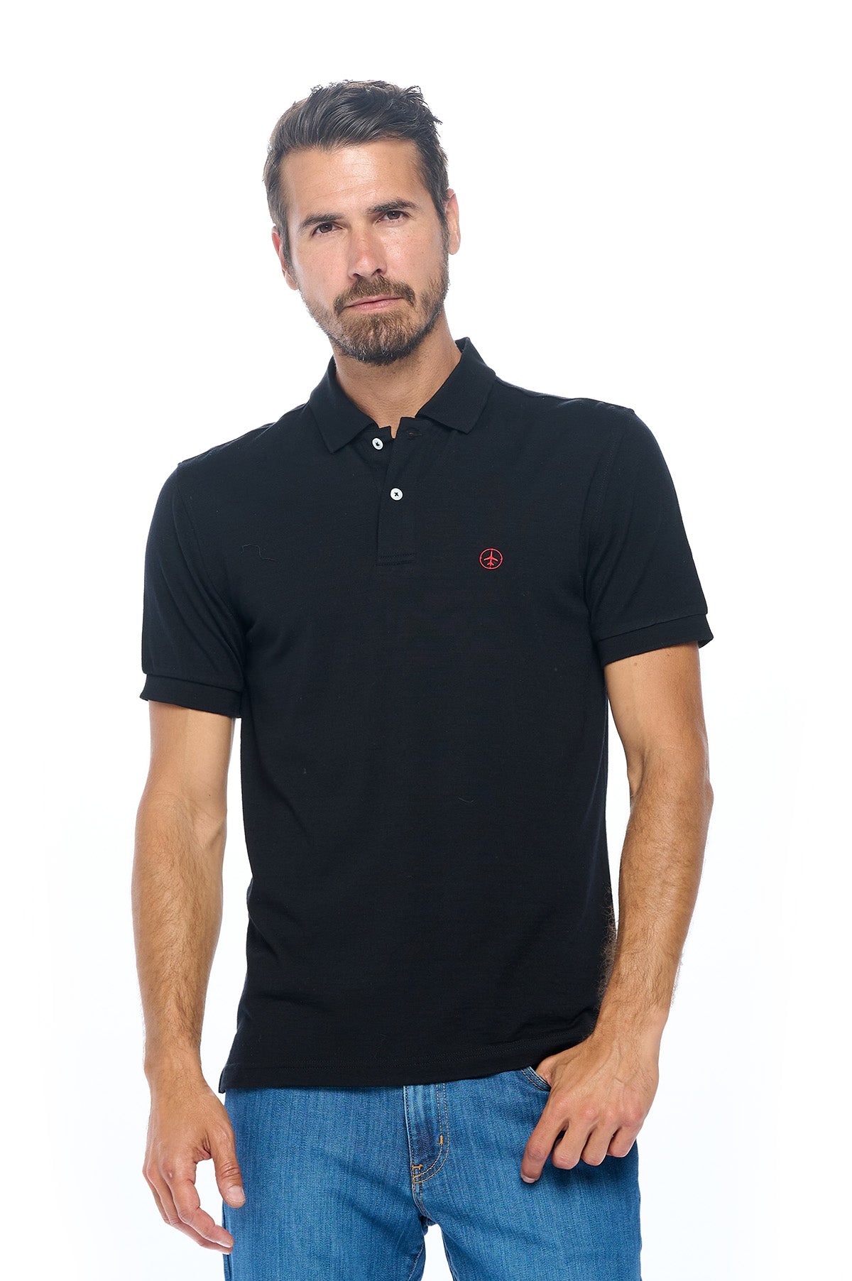 Merino wool polo shirt men's in white by Aviator