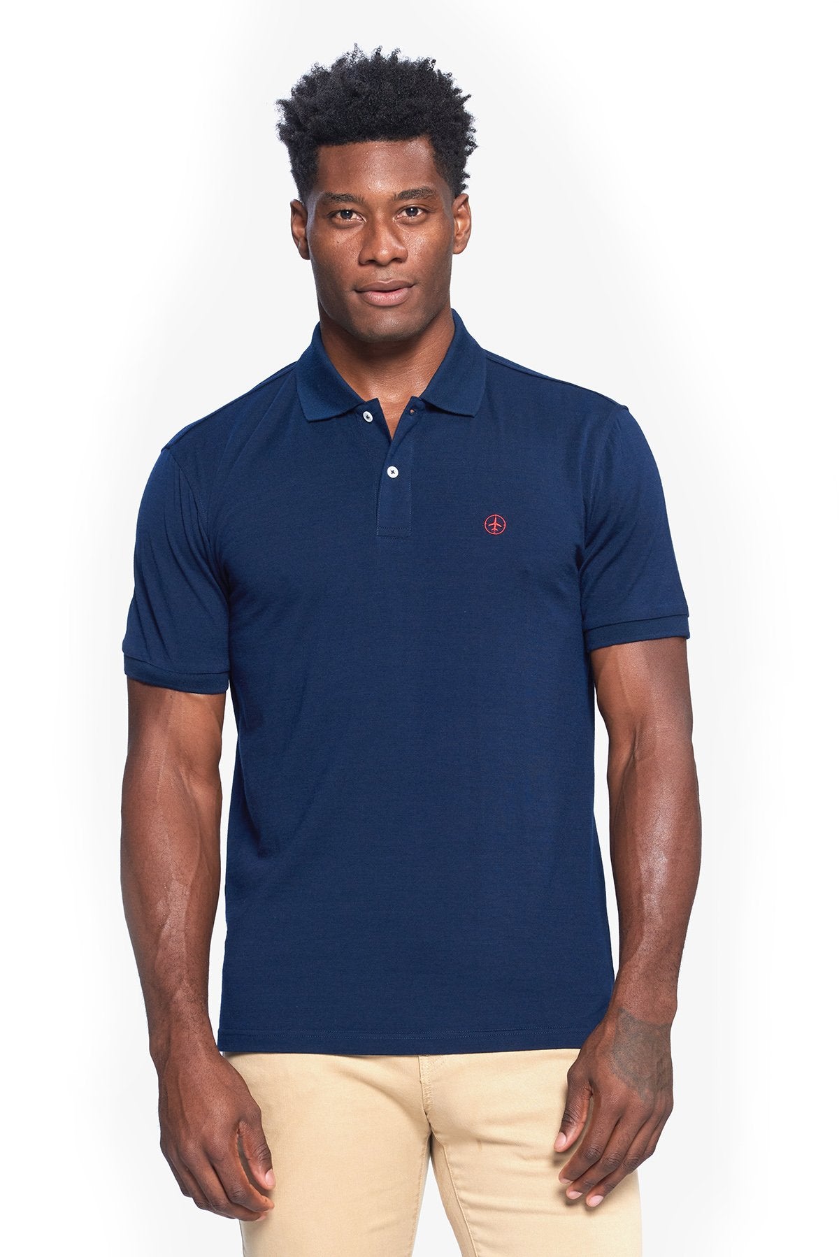 Merino wool polo shirt men's in white by Aviator